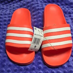 Adidas Coral Slide Sandals with White Stripes